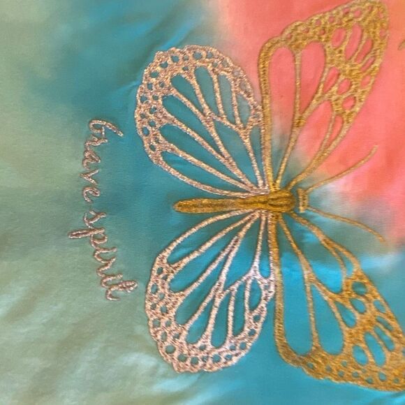 Love Peace Lip Gloss Tie Dye Butterfly Short Sleeve Rainbow Tee Toddler Size 4 - Picture 4 of 14